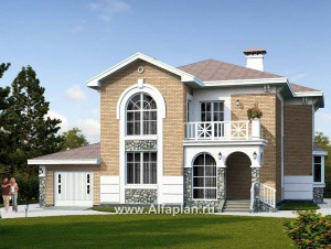 «Белоостров» - красивый проект двухэтажного дома, планировка с кабинетом на 1 эт, терраса, гараж на 1 авто