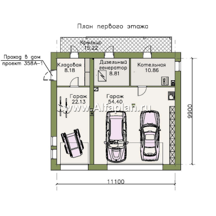 Проект вспомогательного дома, гостевой дом и гараж на 3 авто - превью план дома