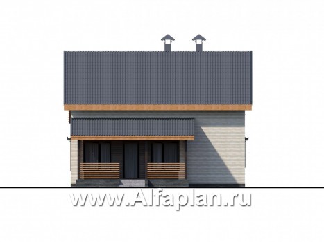 «Сигма» - проект двухэтажного каркасного дома с сауной и с террасой - превью фасада дома