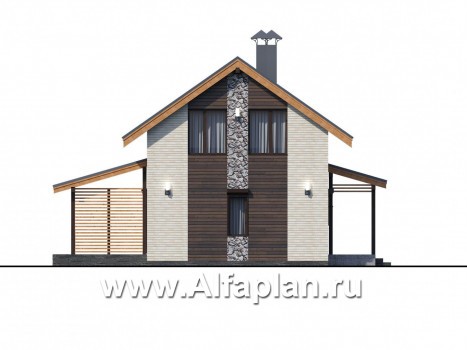 «Сигма» - проект двухэтажного каркасного дома с сауной и с террасой - превью фасада дома