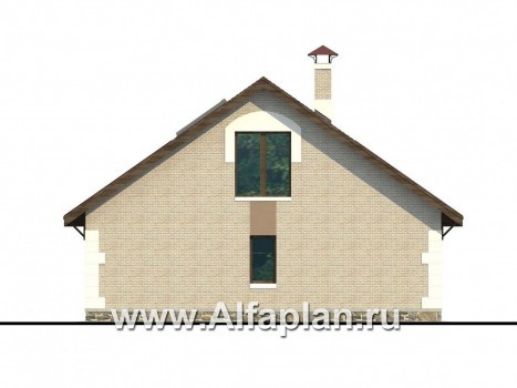 Проекты домов Альфаплан - «Замечательный сосед» - небольшой дом с верандой и студией в мансарде - превью фасада №4