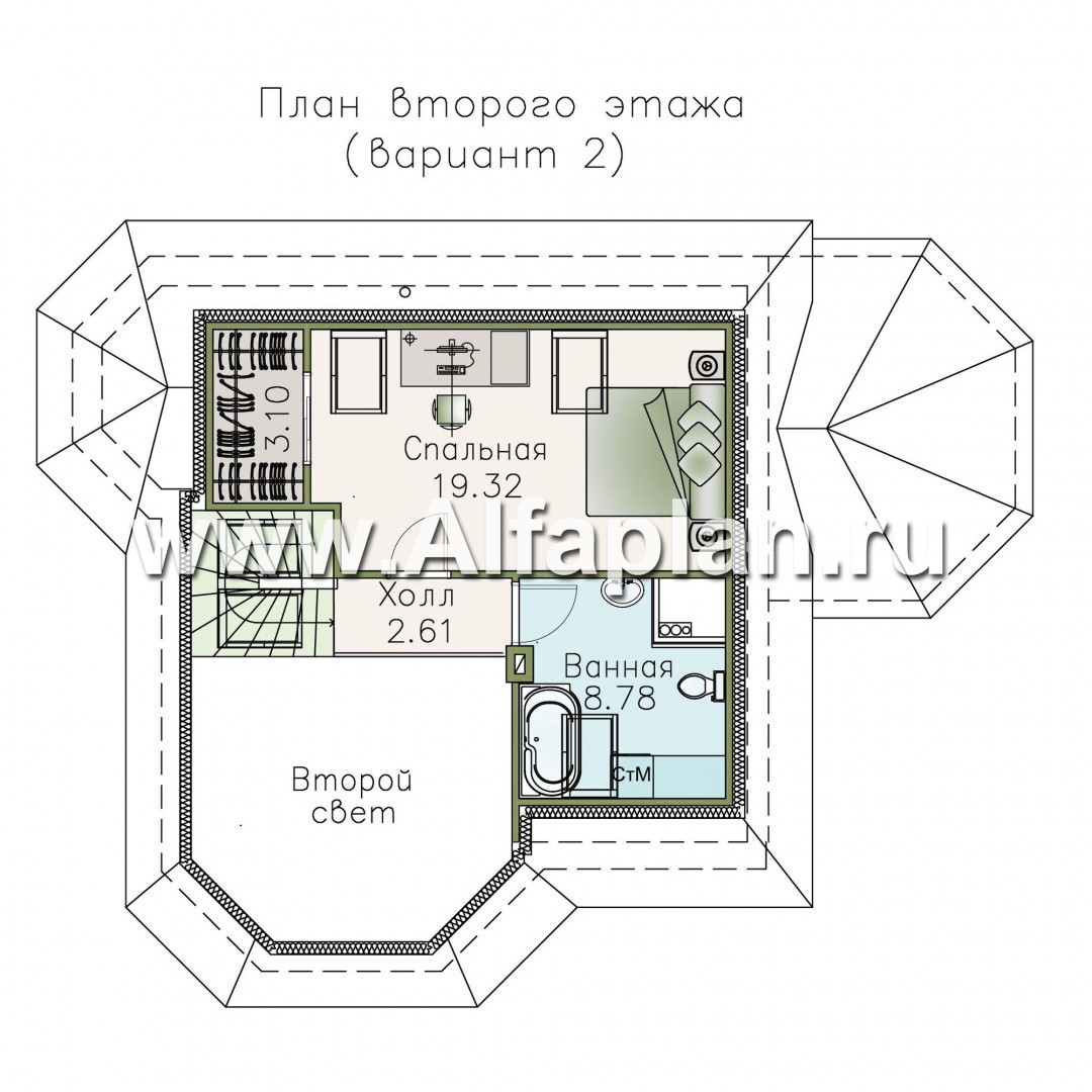 Проекты домов Альфаплан - «Душечка» - удобный дом для жизни и отдыха - изображение плана проекта №3