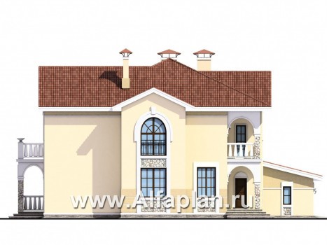 Проекты домов Альфаплан - «Строганов» - респектабельный коттедж с классической архитектурой - превью фасада №3