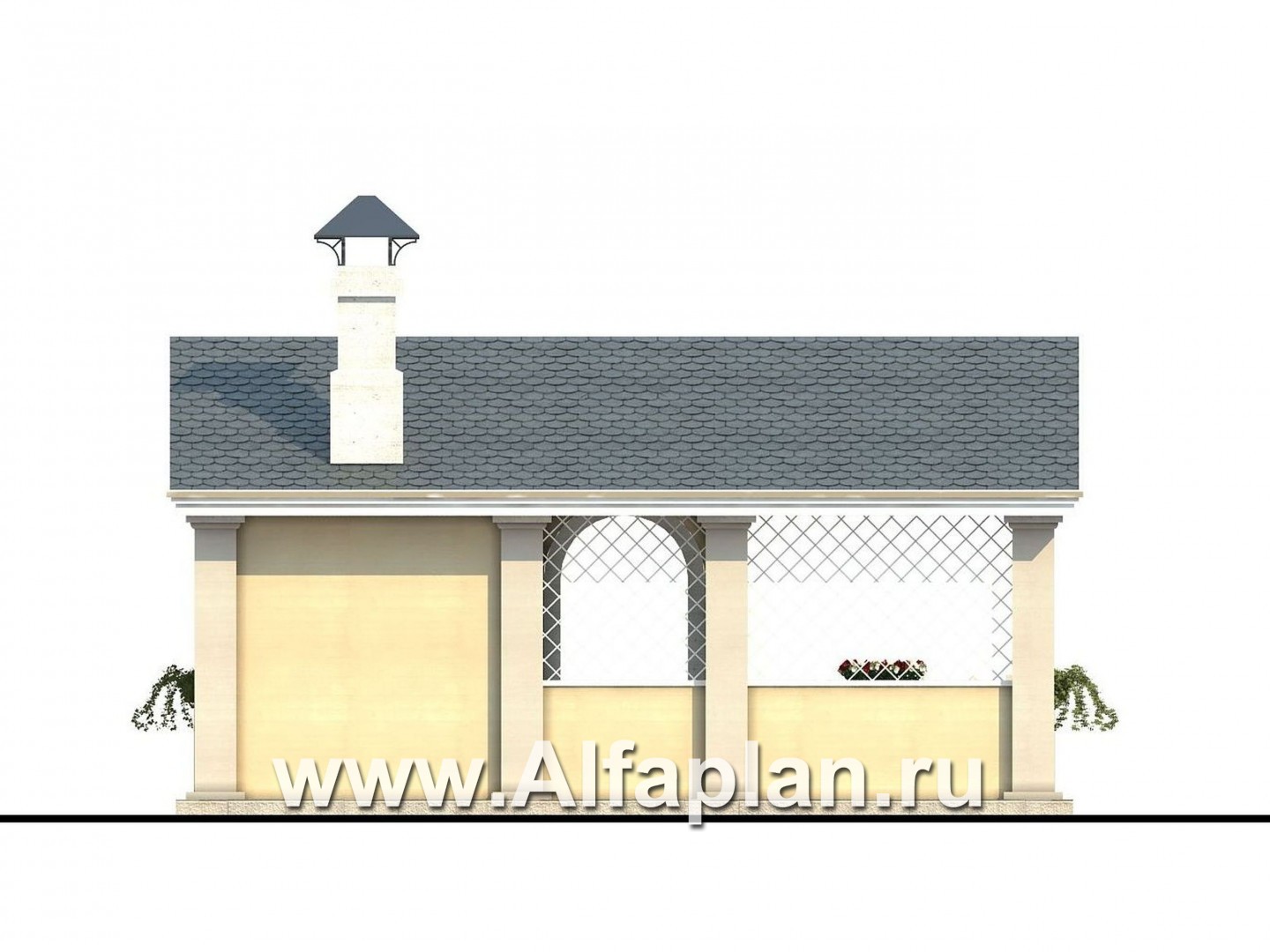 Проекты домов Альфаплан - Беседка-павильон с камином - изображение фасада №4