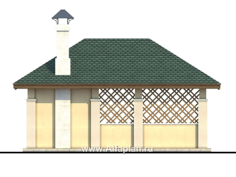 Проекты домов Альфаплан - Беседка-павильон с барбекю (летняя кухня) - превью фасада №4