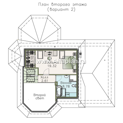 «Душечка» - проект дома с мансардой из газоблоков, в русском стиле, с гаражом - превью план дома