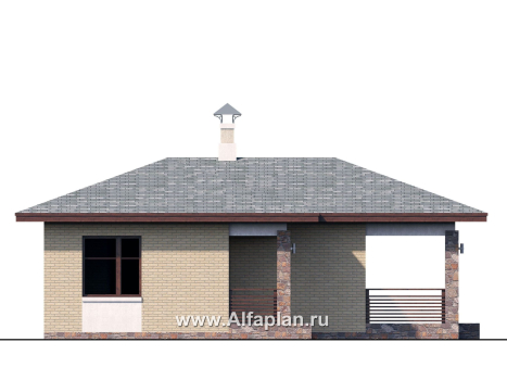 Проекты домов Альфаплан - «Виньон» - дачный дом с большой террасой - превью фасада №3