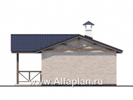 Проекты домов Альфаплан - Небольшая уютная баня с террасой (беседкой) - превью фасада №2