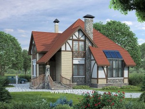Превью проекта ««Зонненхаус» -проект дома с мансардой,  с солнечной гостиной со вторым светом, с террасой»