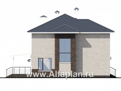 Проекты домов Альфаплан - «Вязьма» - удобный коттедж с двусветной гостиной и гаражом - превью фасада №3