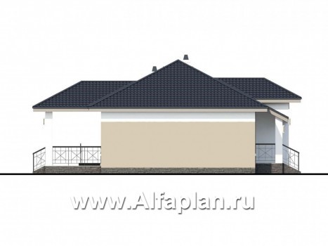 Проекты домов Альфаплан - «Княженика» - проект экономичного одноэтажного дома  сауной - превью фасада №3