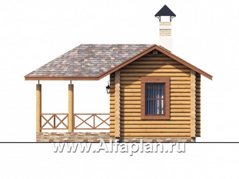 Проекты домов Альфаплан - Небольшая дервянная баня с уютной верандой (беседкой) - превью фасада №2