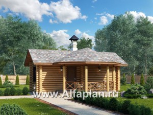 Проекты домов Альфаплан - Небольшая дервянная баня с уютной верандой (беседкой) - превью основного изображения