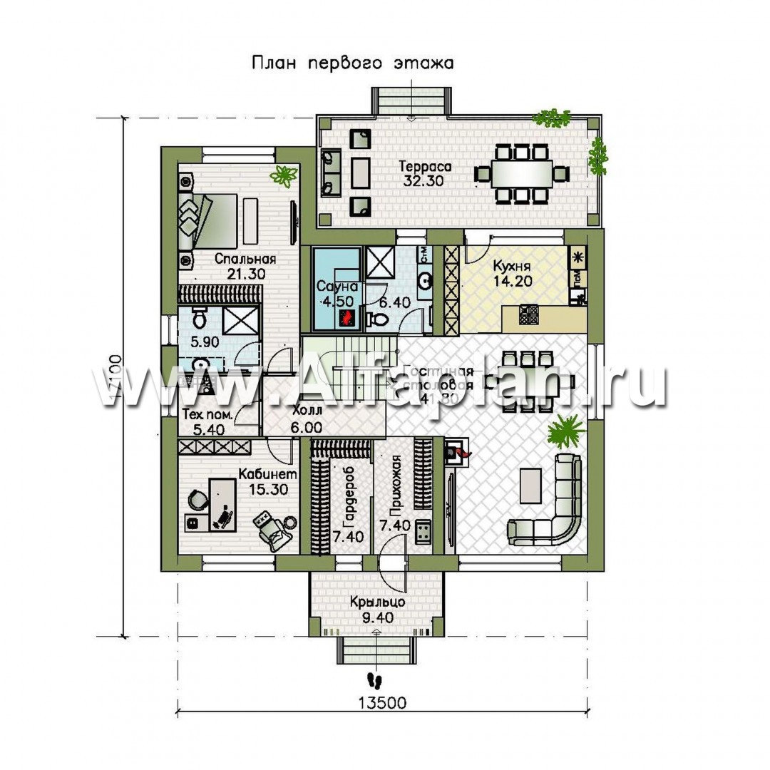 Проекты домов Альфаплан - 581E - план проекта №1