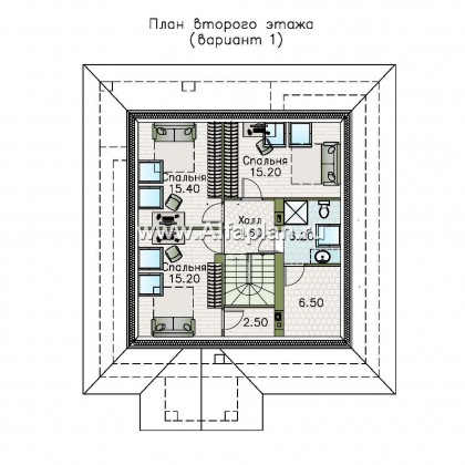 Проекты домов Альфаплан - "Перспектива" - проект компактного дома с мансардой - превью плана проекта №2