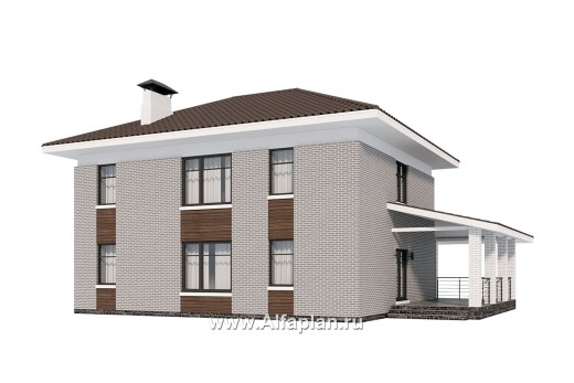 Проекты домов Альфаплан - Проект двухэтажного дома с лестницей в гостиной - превью дополнительного изображения №2