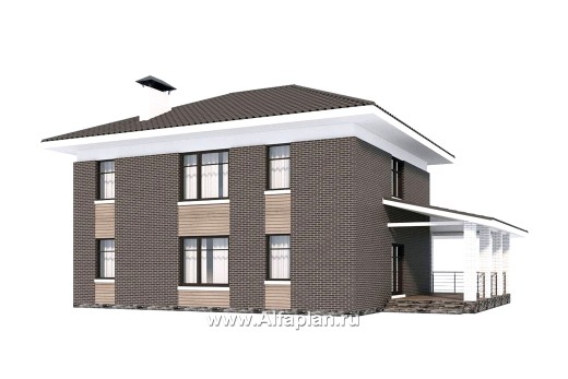 Проекты домов Альфаплан - Проект двухэтажного дома с лестницей в гостиной - превью дополнительного изображения №5