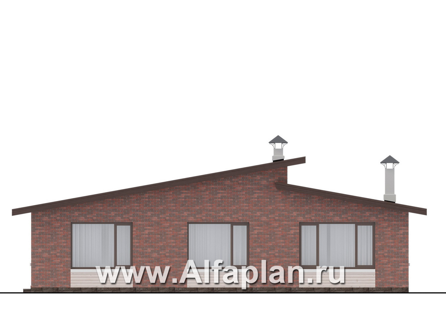 Проекты домов Альфаплан - "Аметист" - экономичный одноэтажный дом с современной кровлей - изображение фасада №4