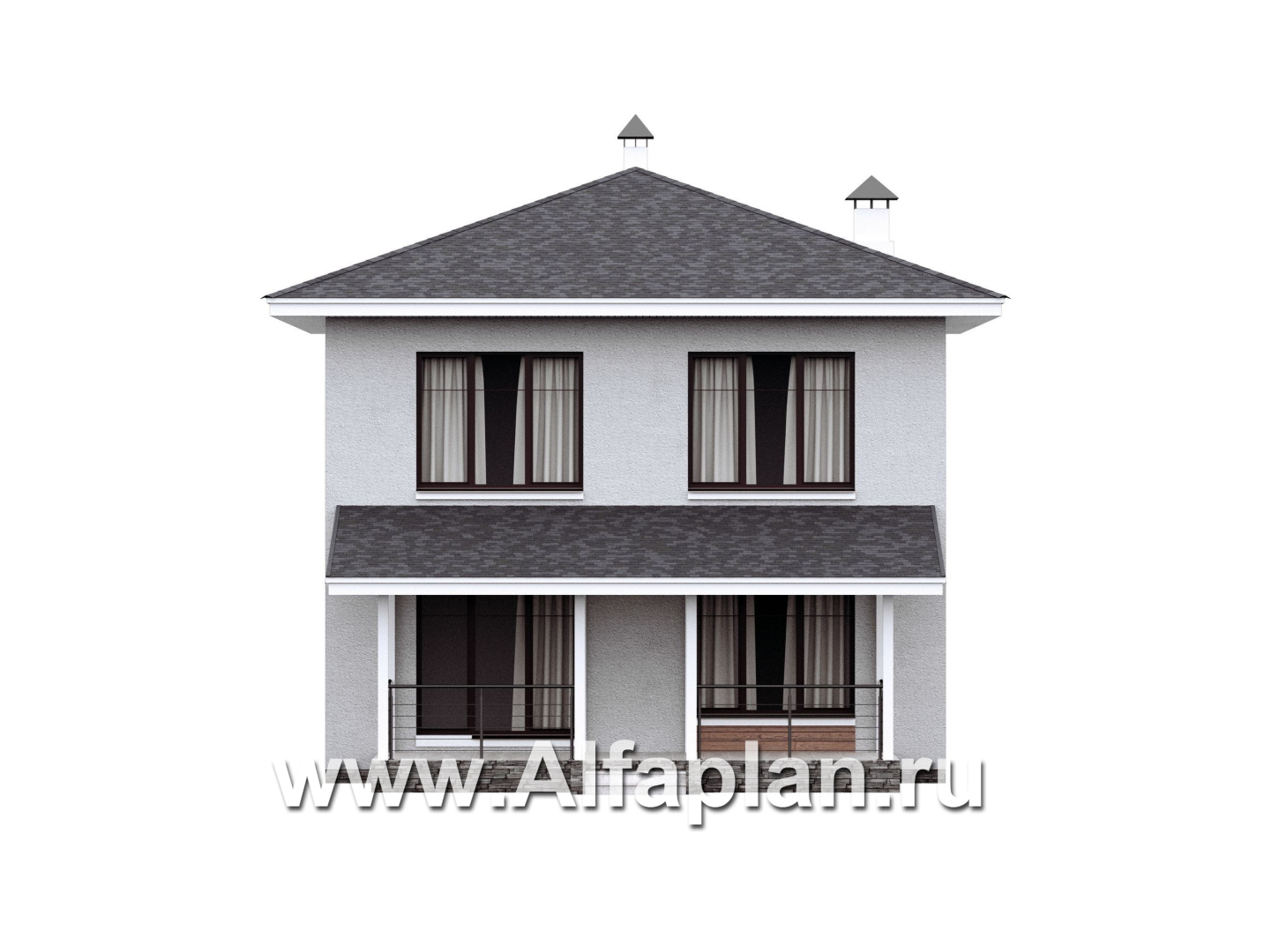 Проекты домов Альфаплан - "Антропный принцип" - проект экономичного дома со вторым светом из газобетона - изображение фасада №4