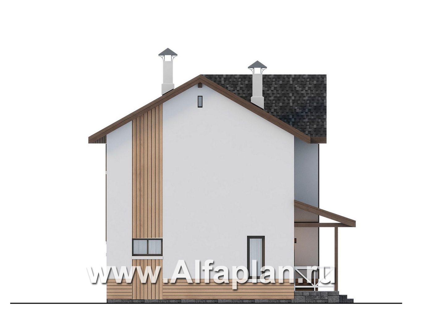 Проекты домов Альфаплан - "Бессер" - проект рационального каркасного дома, строить быстро, жить - удобно - изображение фасада №3
