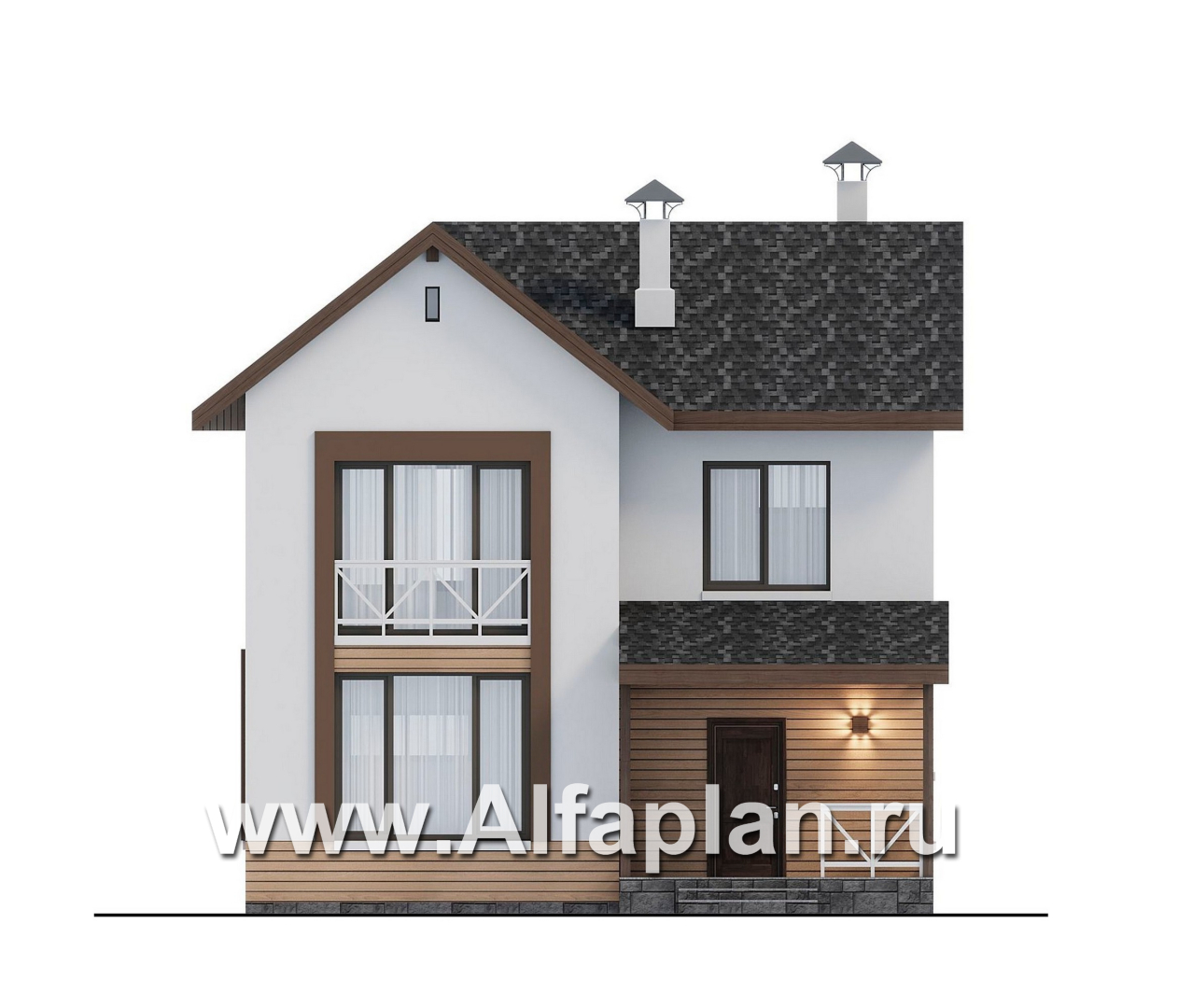 Проекты домов Альфаплан - "Бессер" - проект рационального каркасного дома, строить быстро, жить - удобно - изображение фасада №1