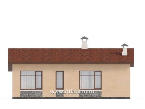 Проекты домов Альфаплан - "Сорренто" - проект одноэтажного дома, две спальни, в средиземноморском стиле - превью фасада №4