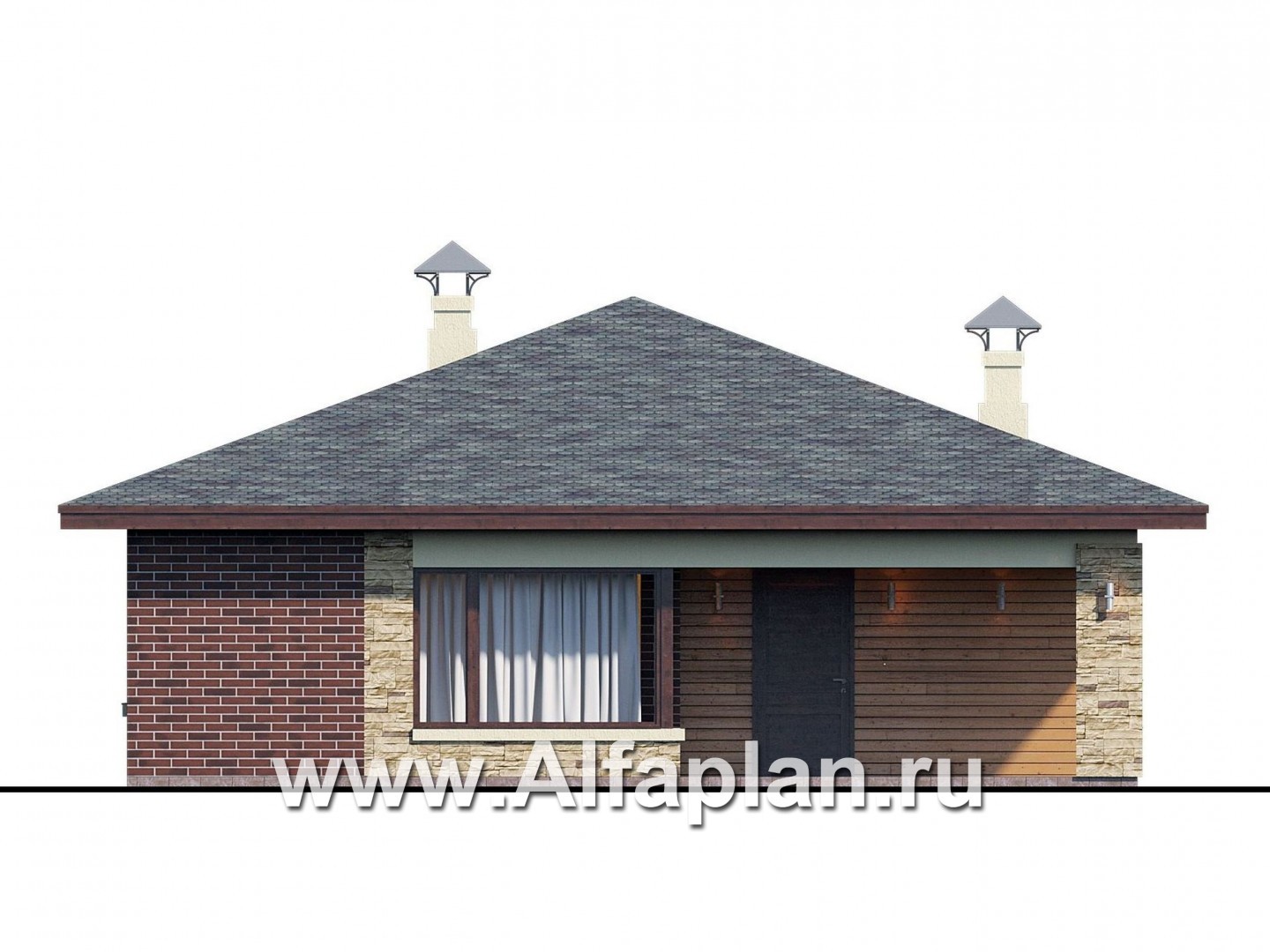Проекты домов Альфаплан - «Дега» - стильный, компактный дачный дом из газобетона - изображение фасада №1