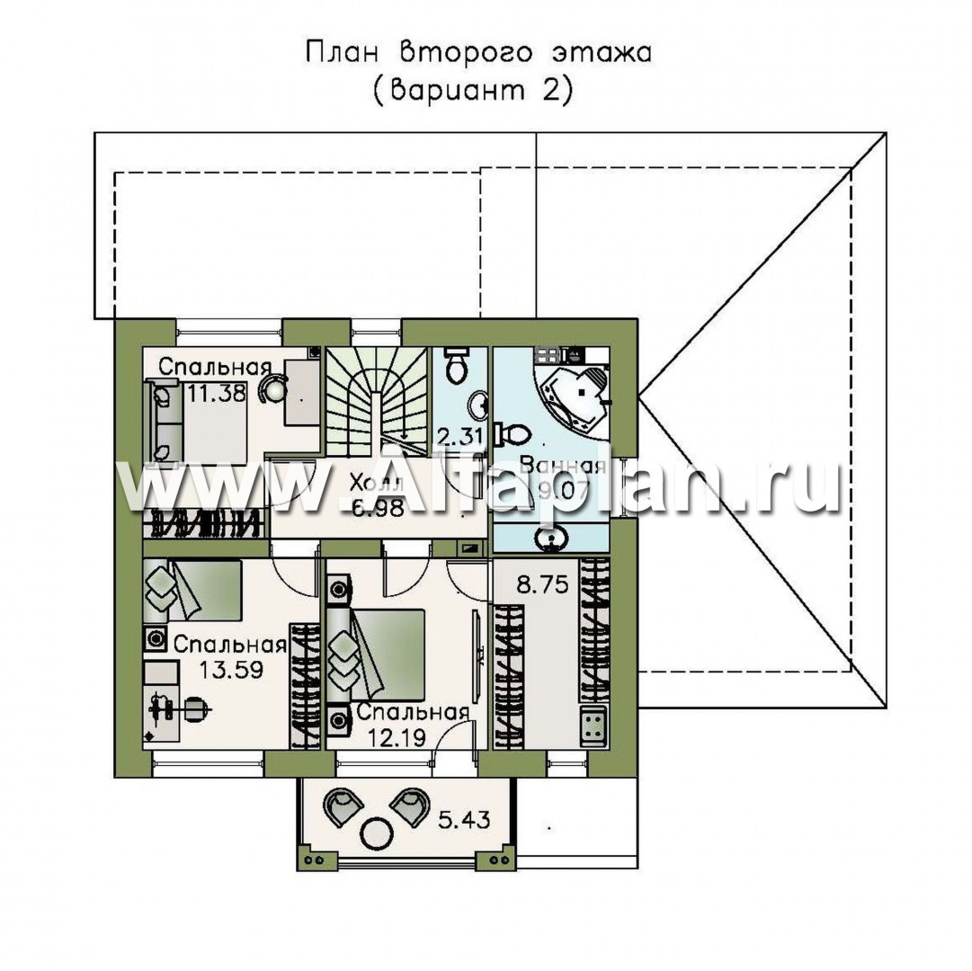 Проекты домов Альфаплан - «Рефлекс» - современный комфортабельный дом с гаражом и террасой - изображение плана проекта №3