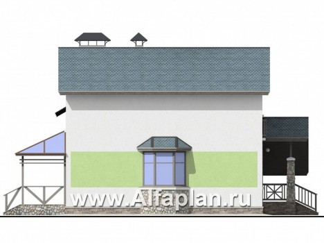 «Премьера» - проект двухэтажного дома, компактная рациональная планировка, с сауной, навес на 1 авто - превью фасада дома