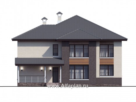 «Киприда» — проект двухэтажного дома в современном стиле, мастер спальня, с террасой - превью фасада дома