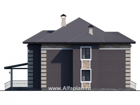«Двина» - проект двухэтажного дома, особняк с двусветым холлом и с биллиардной, с террасой - превью фасада дома