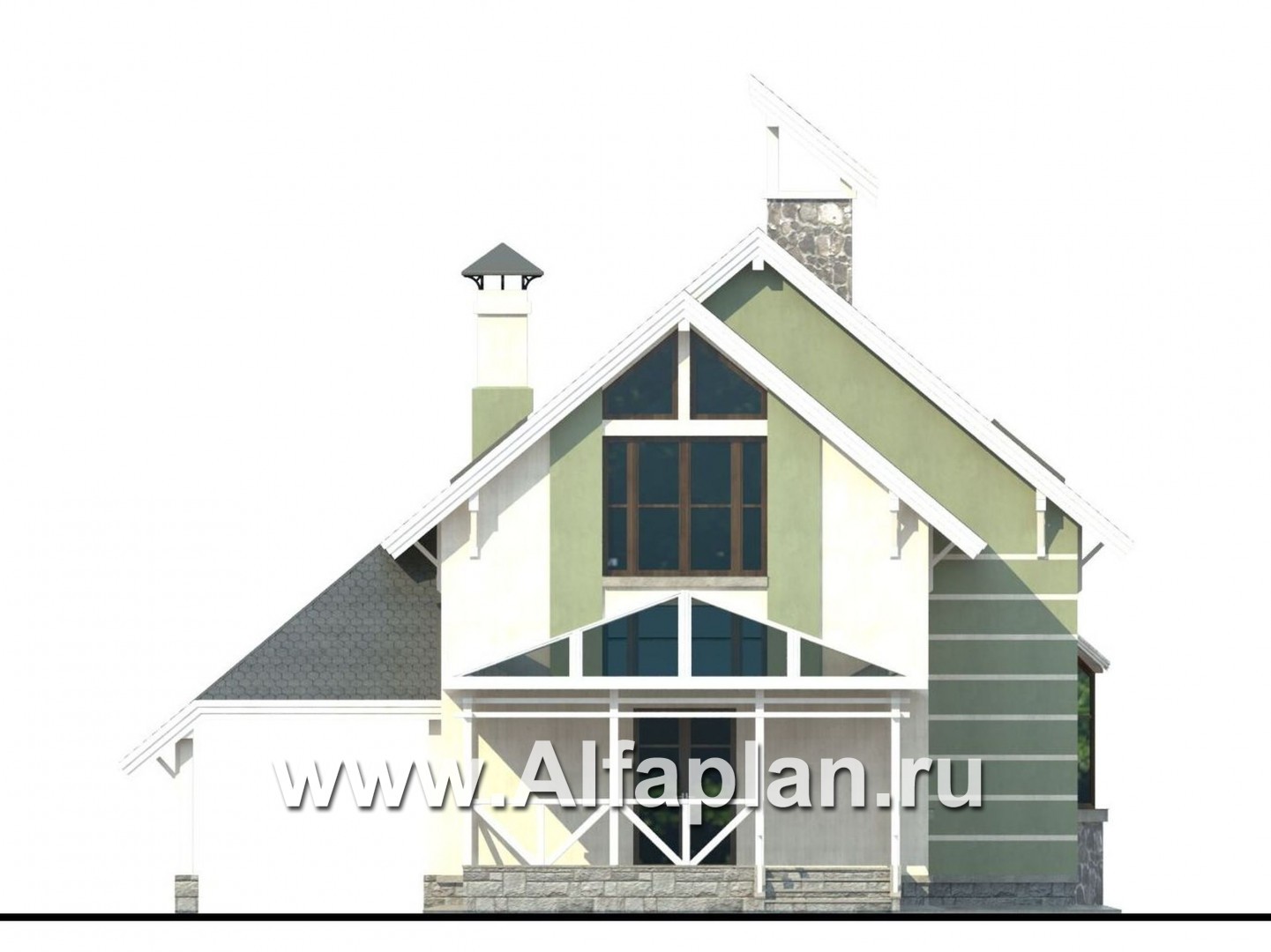 «Компакт» - проект дома с мансардой, с террасой и с двускатной кровлей - фасад дома