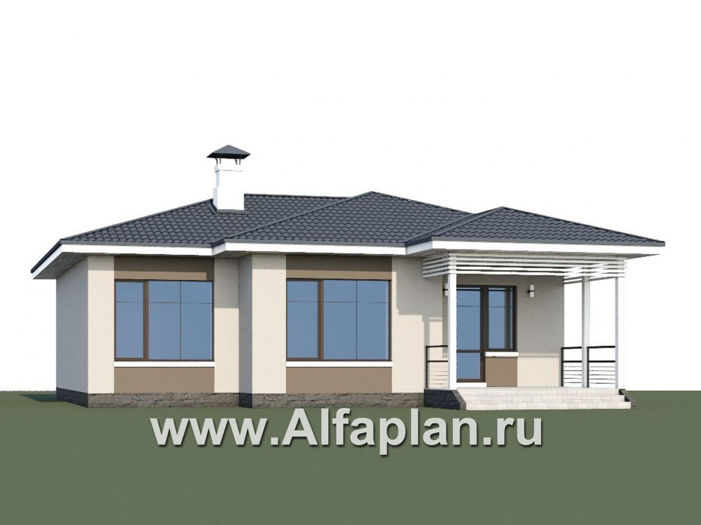 Проекты домов Альфаплан - «Бирюса» - одноэтажный коттедж для небольшой семьи - дополнительное изображение №1