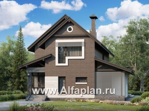 «Эль-Ниньо» - проект дома с мансардой в скандинавском стиле, с террасой, для узкого участка