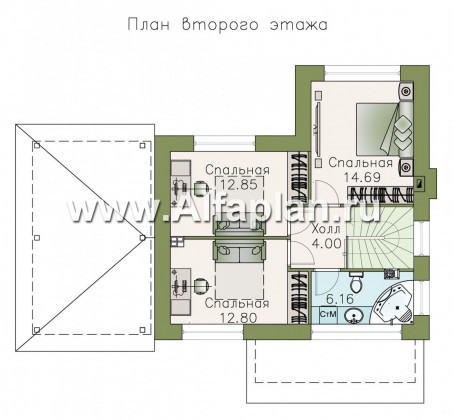 Проекты домов Альфаплан - Кирпичный дом «Панорама» с гаражом навесом - превью плана проекта №3