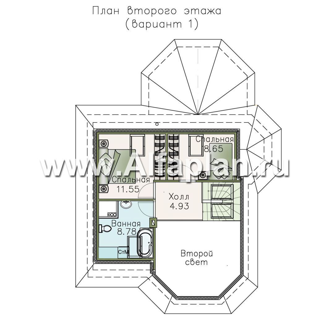 Проекты домов Альфаплан - «Душечка» - небольшой дом с мансардой - план проекта №2