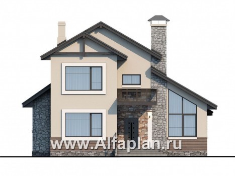Проекты домов Альфаплан - Современный кирпичный дом «Прагма» - превью фасада №1
