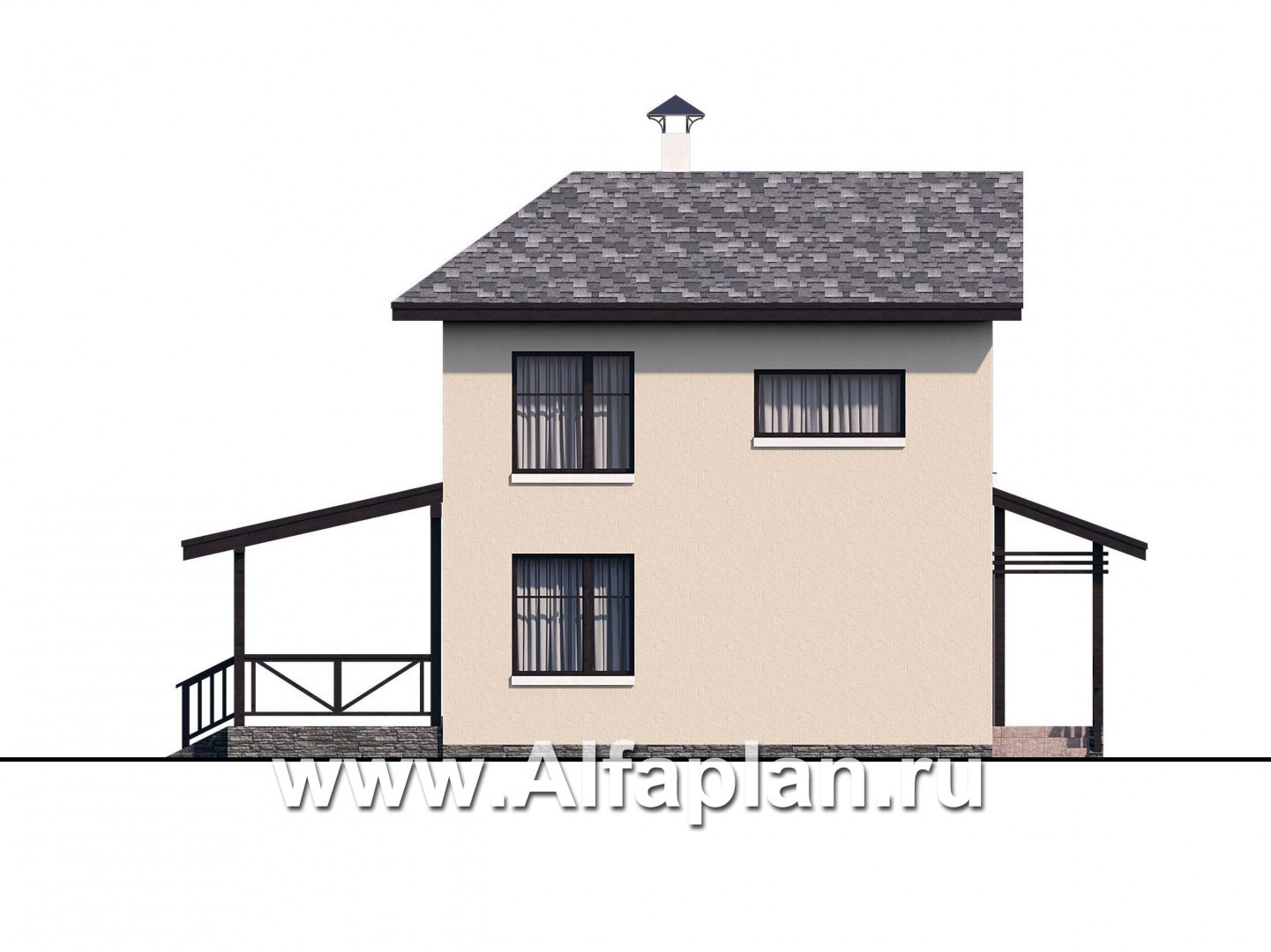 Проекты домов Альфаплан - Компактный дачный дом с террасой - изображение фасада №4