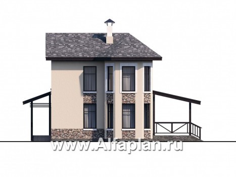 Проекты домов Альфаплан - Компактный дачный дом с террасой - превью фасада №1